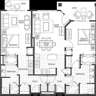 Westin Princeville Ocean Resort Villas — Sample 2 Bedroom Villa Floorplan