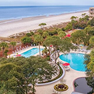 Marriott's Monarch at Sea Pines — Aerial View of Pools and Walkway to Beach