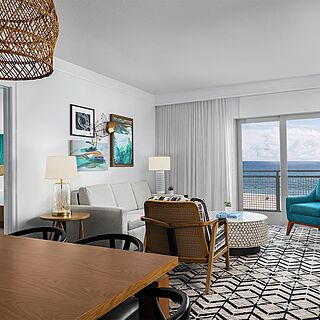 Marriott's Oceana Palms — Sample Living Area With Attached Balcony (see below for unit-type specific photos)