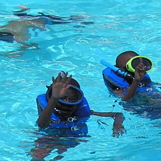 Practicing before snorkle trip