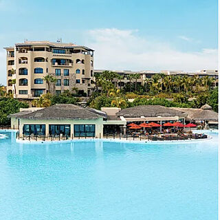 View of Tower Suites with Lagoon and restuarant
