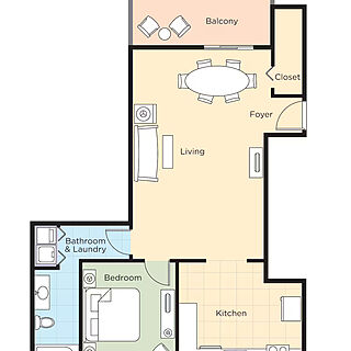 Club Wyndham Newport Onshore — Sample 1-bedroom floorplan