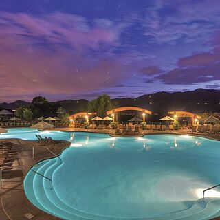 Mountain pool in evening