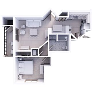 Holiday Inn Club Vacations at Orange Lake Resort - River Island — One-bedroom villa floorplan