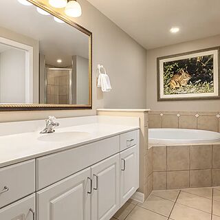 Holiday Inn Club Vacations at Orange Lake Resort - River Island — Sample one-bedroom villa bathroom