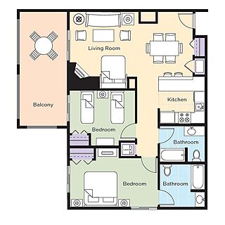WorldMark West Yellowstone — Sample two-bedroom floorplan