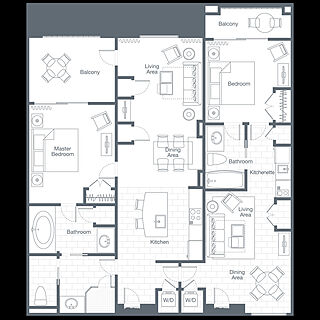 Sheraton Vistana Villages — Two-bedroom lock-off villa floorplan