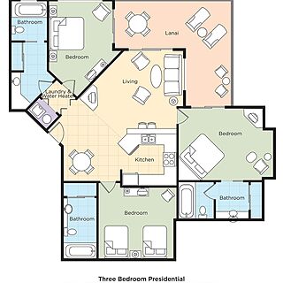 Club Wyndham Bali Hai Villas — Three-bedroom Presidential villa floorplan
