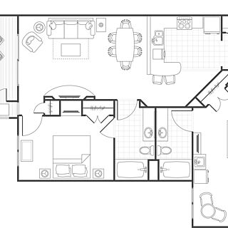 Marriott's Willow Ridge Lodge &mdash; Two-bedroom villa floorplan