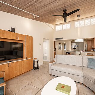 Living with Tall vaulted ceilings and natural lighting